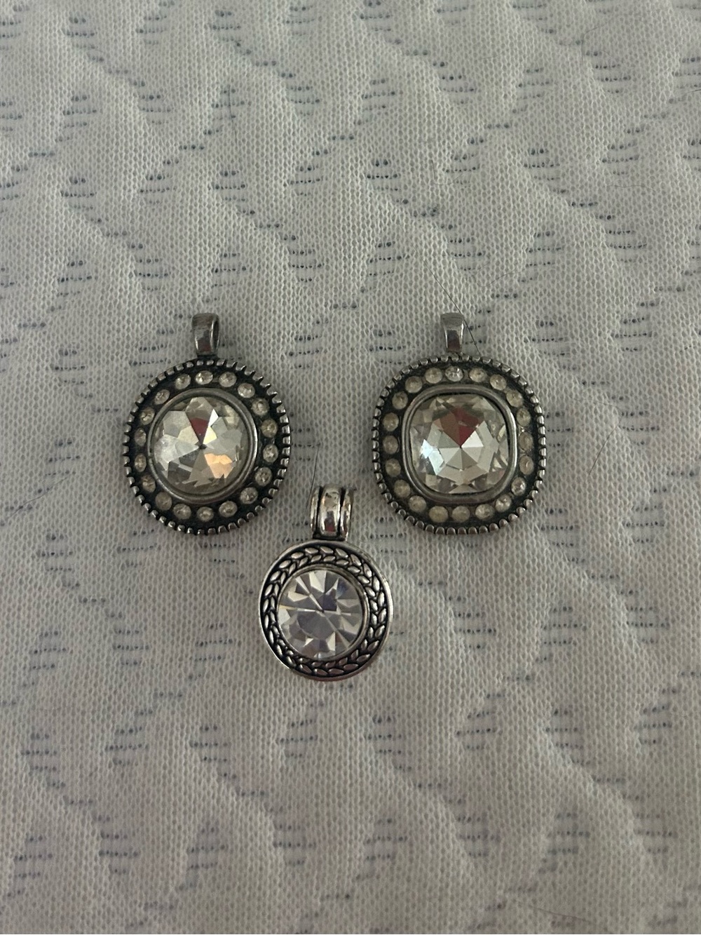 Crystal and Silver Round Pendants Charm Necklace Accent - Silver Tone